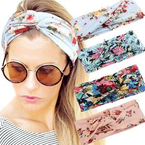Headbands for Women Criss Cross Boho Floral Style Head Bands for Hair 4 Pack